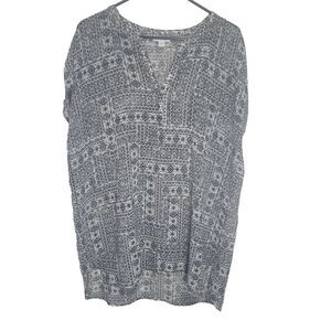 J Jill Women's Semi Sheer Geometric/Aztec Style Print‎ Tunic Size Large